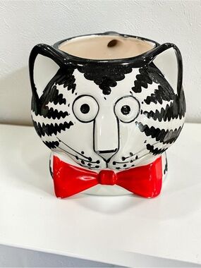 Vintage 70s B Kliban Cat Ceramic Mug Red Bow Tie Sigma Tastesetter Figural cup